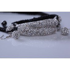 Beautiful White Swarovski Crystal Tube Shamballa Necklace,Bracelet And Earrings Set 